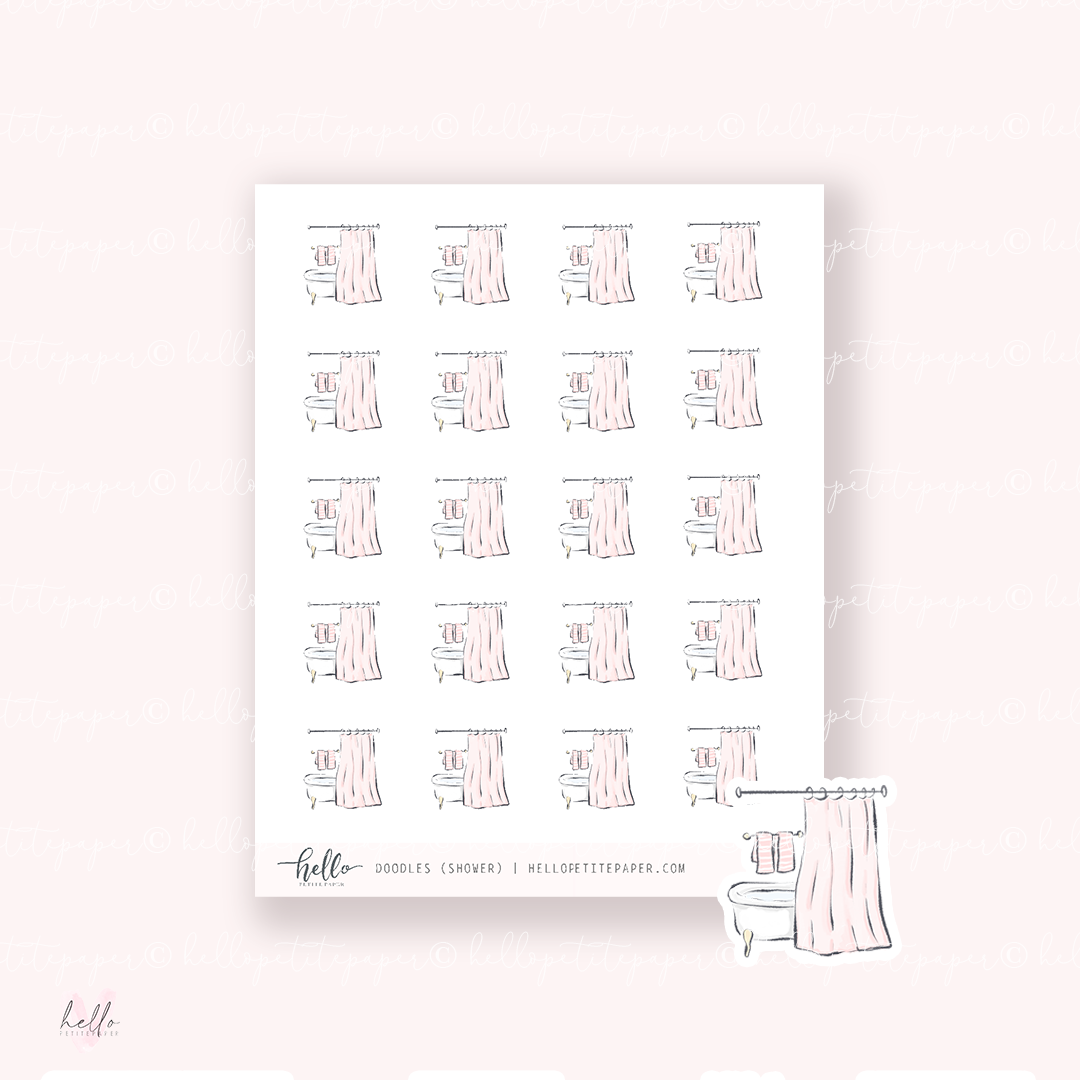 Doodle Icons (SHOWER) | hand-drawn planner stickers