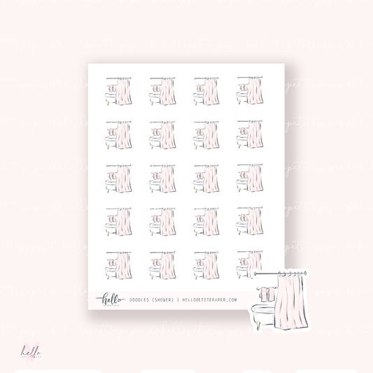 Doodle Icons (SHOWER) | hand-drawn planner stickers