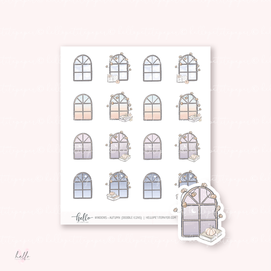 Doodle Icons (WINDOWS - AUTUMN) | hand-drawn planner stickers