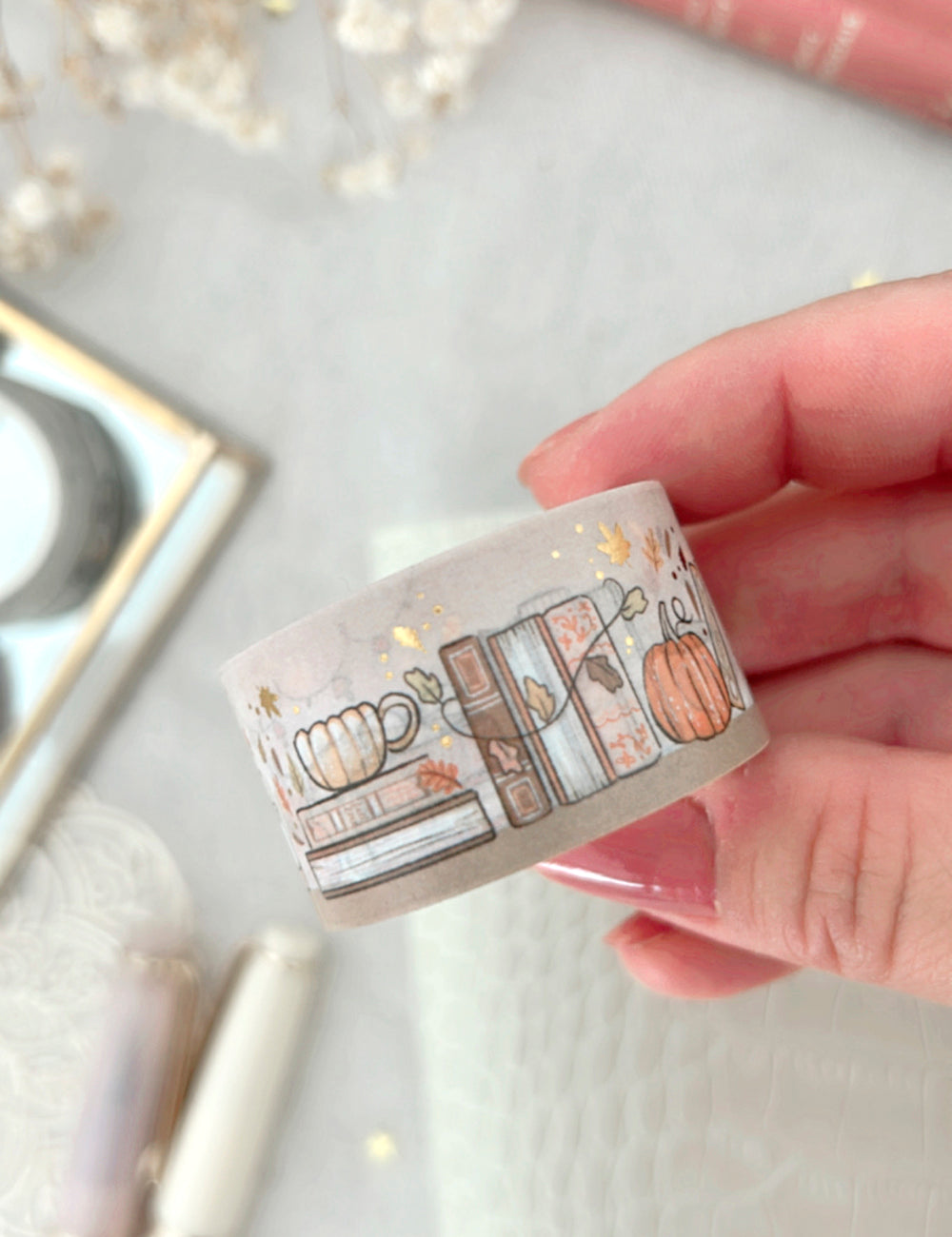 Autumnal Library - Gold Foiled washi tape (30mm)