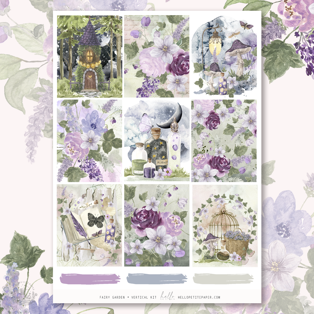Fairy Garden   - vertical planner sticker kit (4 sheets or a la carte)