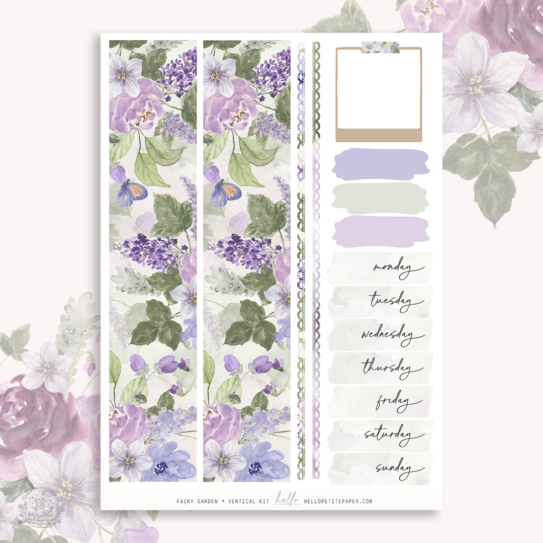 Fairy Garden   - vertical planner sticker kit (4 sheets or a la carte)
