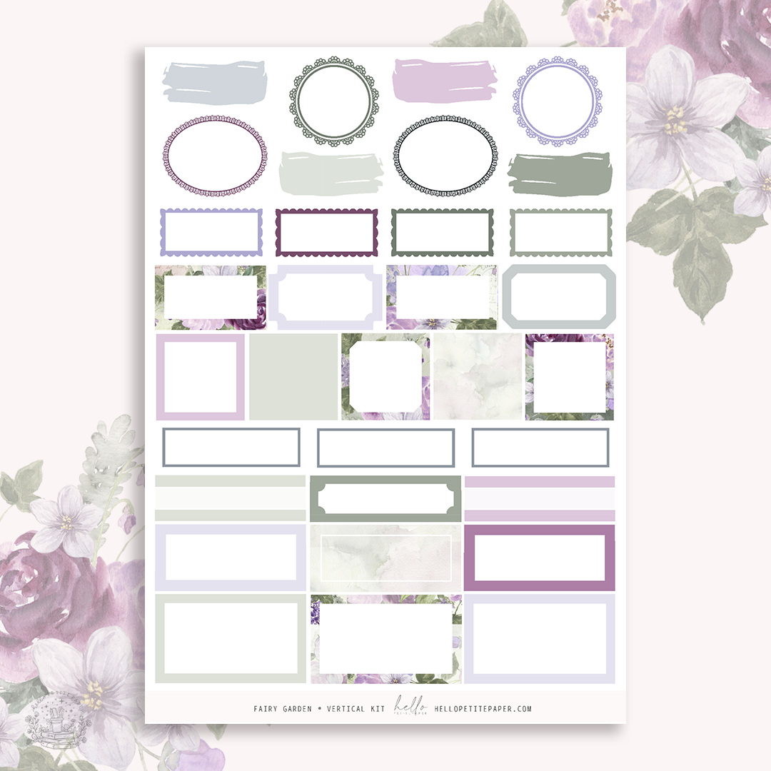 Fairy Garden   - vertical planner sticker kit (4 sheets or a la carte)