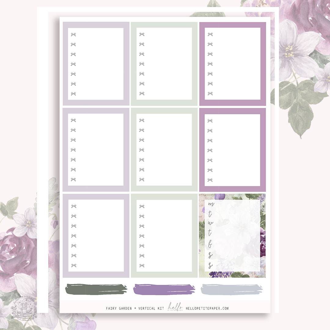 Fairy Garden   - vertical planner sticker kit (4 sheets or a la carte)