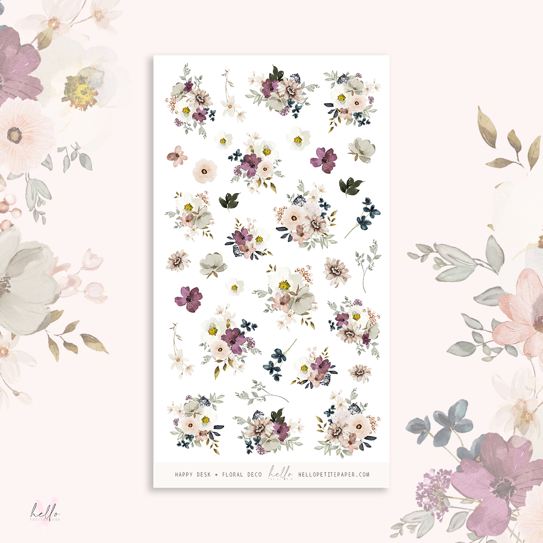 Happy Desk - floral deco, planner stickers