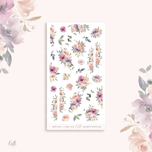 Happy Mail - floral deco, planner stickers