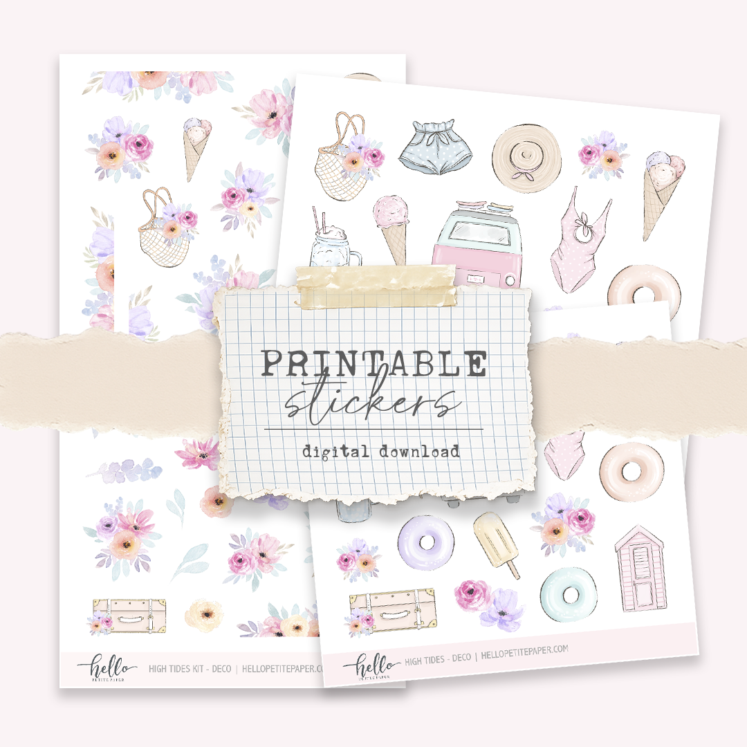 Printable sticker kit - High Tides (2 sticker sheets)