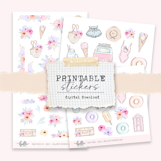 Printable sticker kit - High Tides (2 sticker sheets)