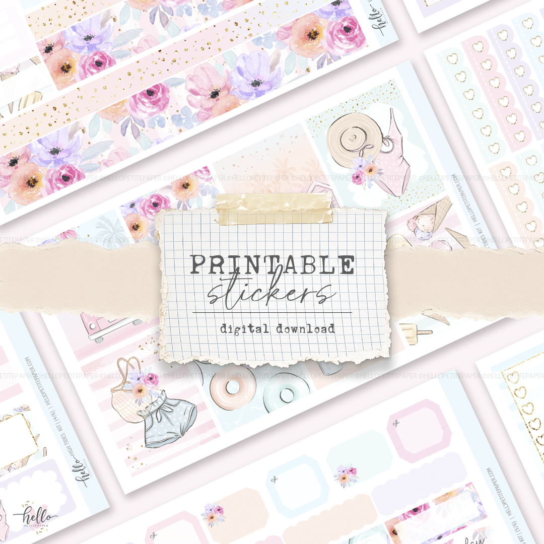 Printable sticker kit - High tides  (6 sticker sheets)
