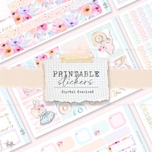 Printable sticker kit - High tides  (6 sticker sheets)