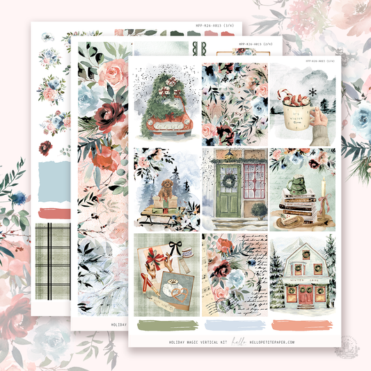 Holiday Magic - silver FOILED KIT - premium matte paper sticker kit