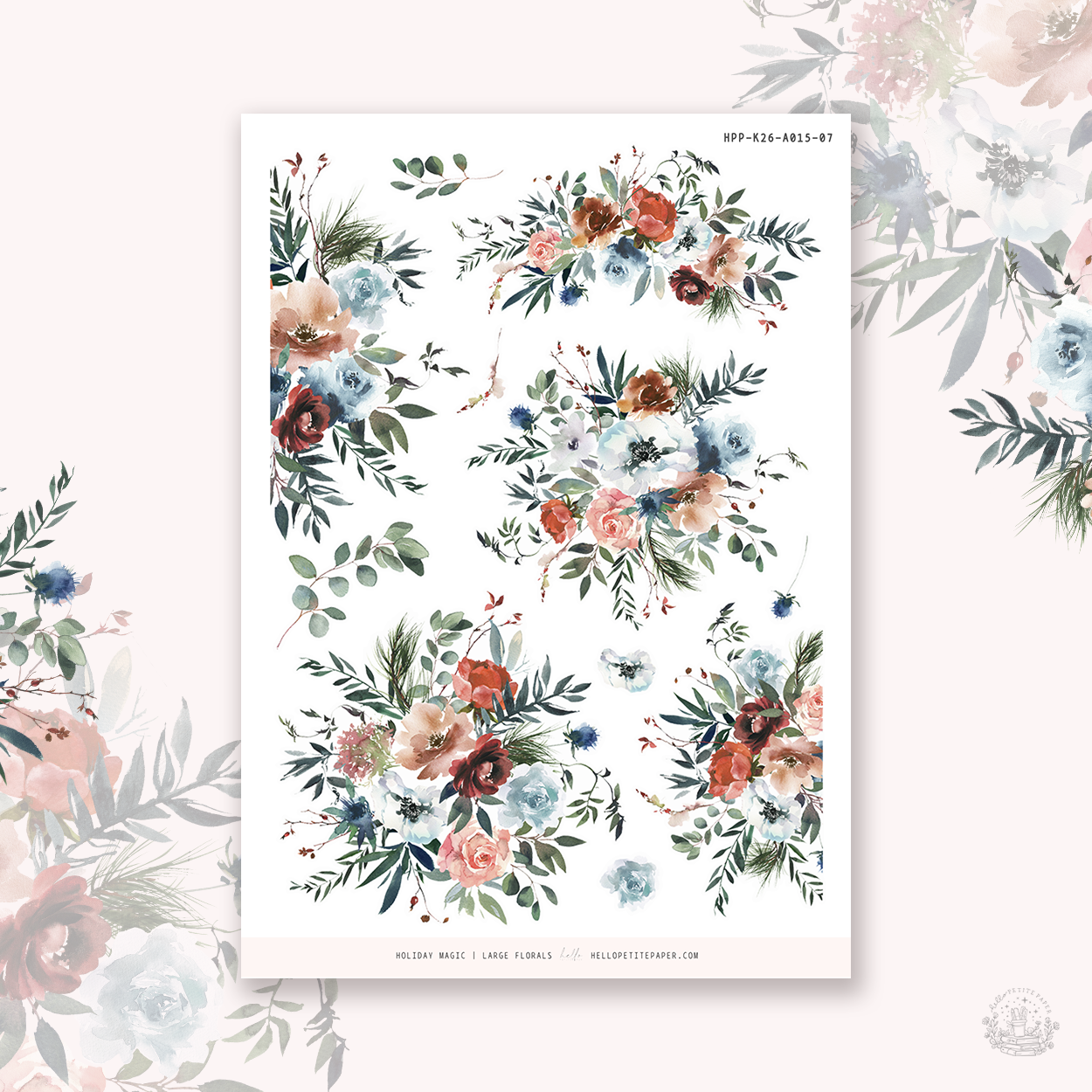 Holiday Magic - Large Floral Deco Stickers