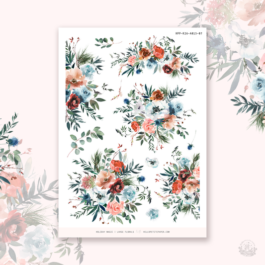 Holiday Magic - Large Floral Deco Stickers.