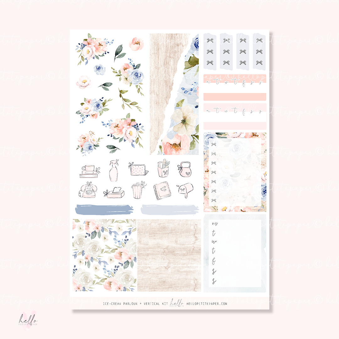 Printable sticker kit - Ice-cream Parlour  (4 sticker sheets)