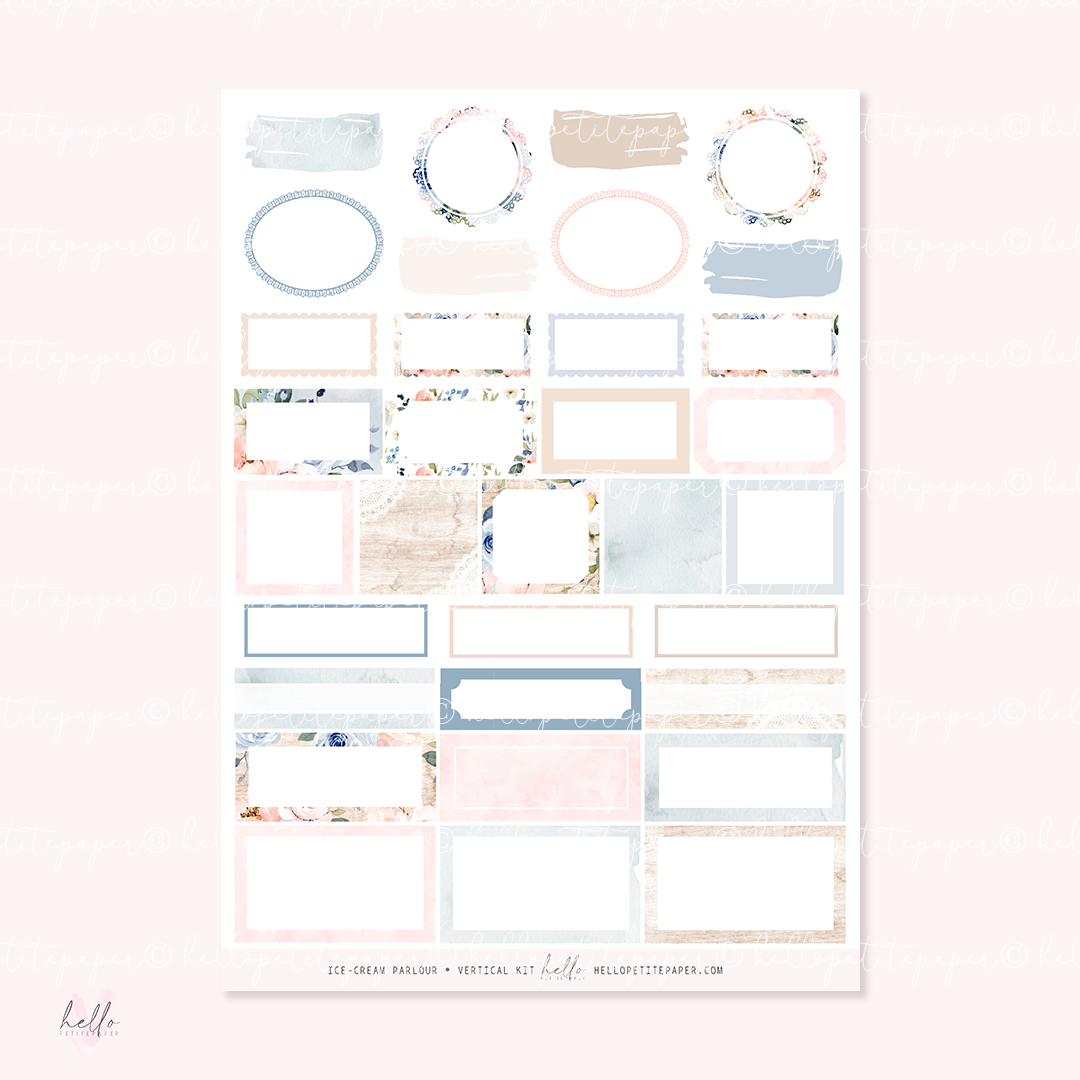 Printable sticker kit - Ice-cream Parlour  (4 sticker sheets)