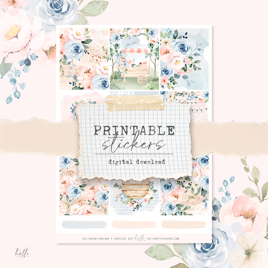Printable sticker kit - Ice-cream Parlour  (4 sticker sheets)