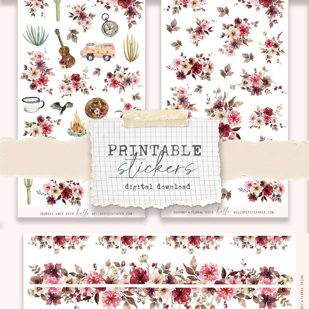 Printable sticker kit - Journey decorative sticker (3 sticker sheets)