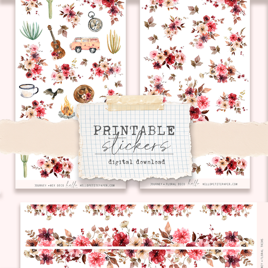 Printable sticker kit - Journey decorative sticker (3 sticker sheets)