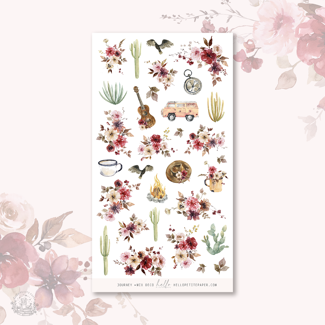 Printable sticker kit - Journey decorative sticker (3 sticker sheets)