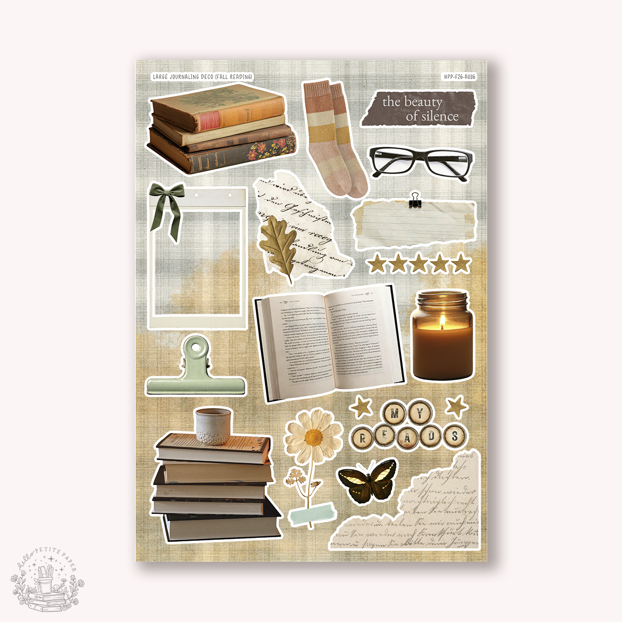 Junk Journaling deco stickers - fall reading (A036)