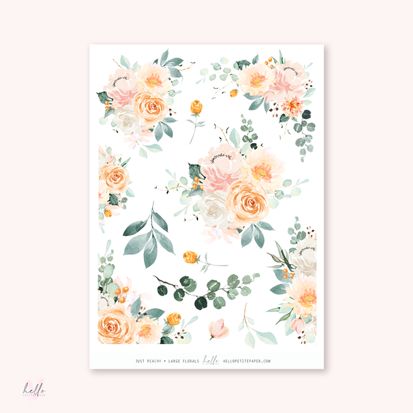 Just Peachy - Large Floral Deco Stickers