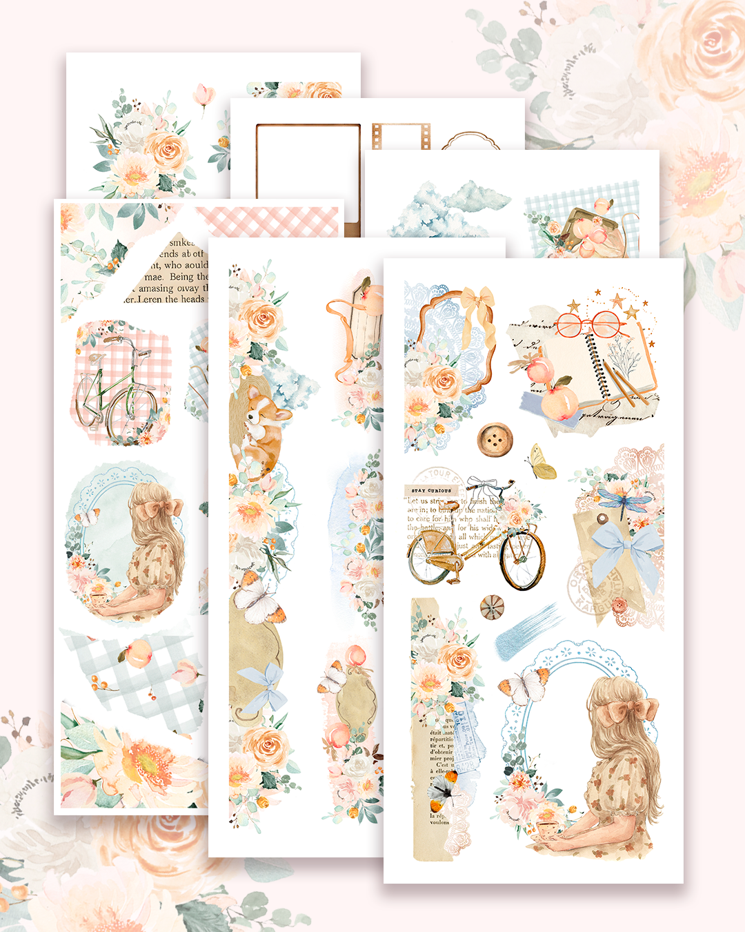 Just peachy - decorative sticker collection (choose from 11 sheets).