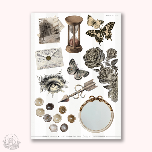 Junk Journaling deco stickers - Vintage collage (F26-A006)