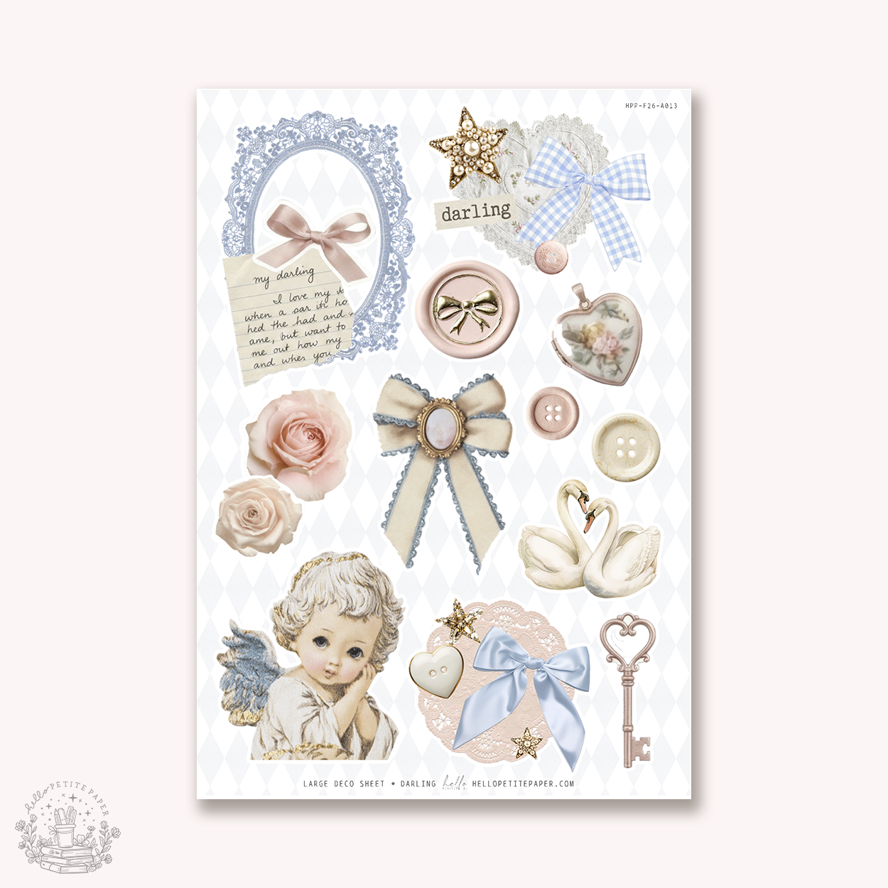 Junk Journaling deco stickers - Darling (A013)