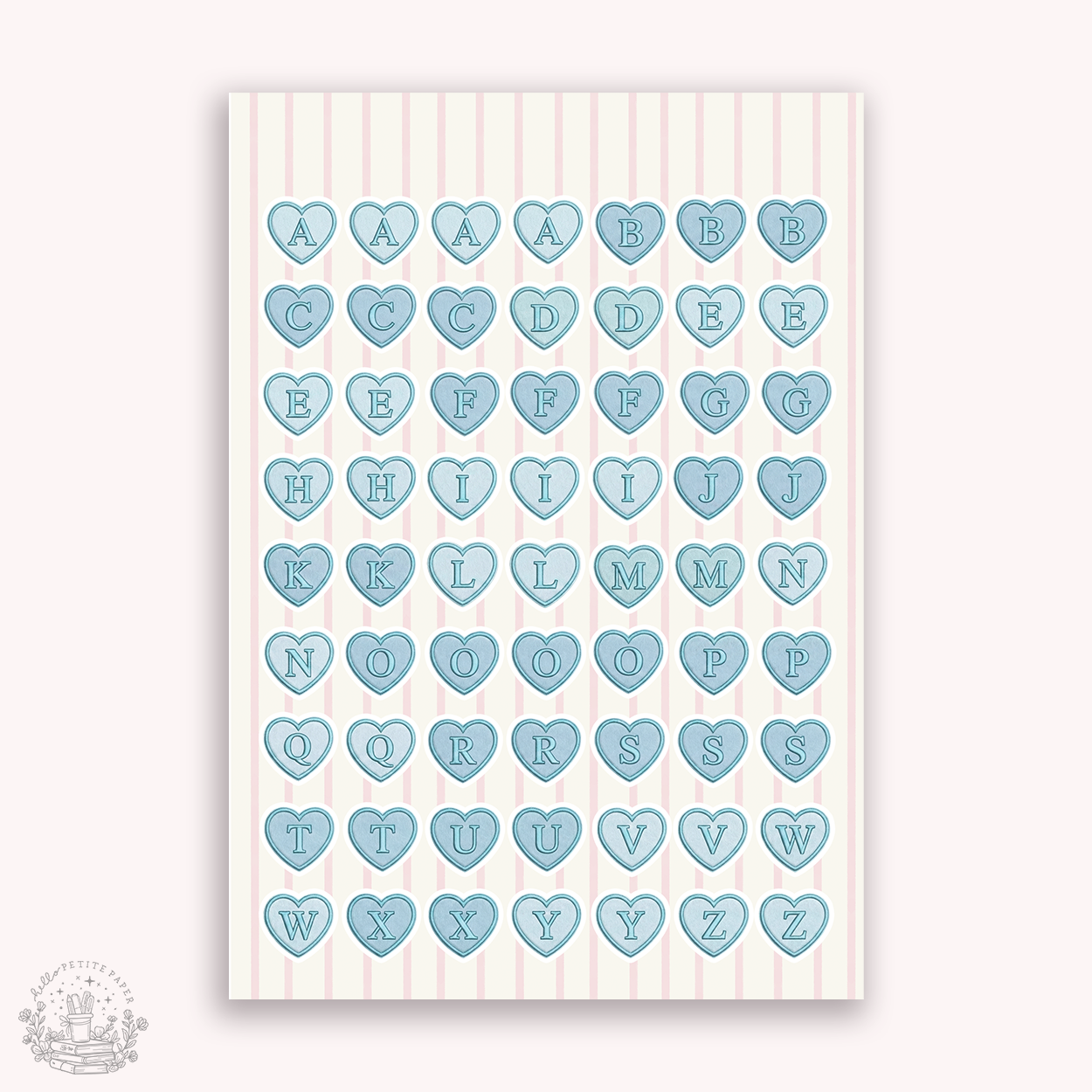 Junk Journaling deco stickers - Heart Alphabet (various colors)
