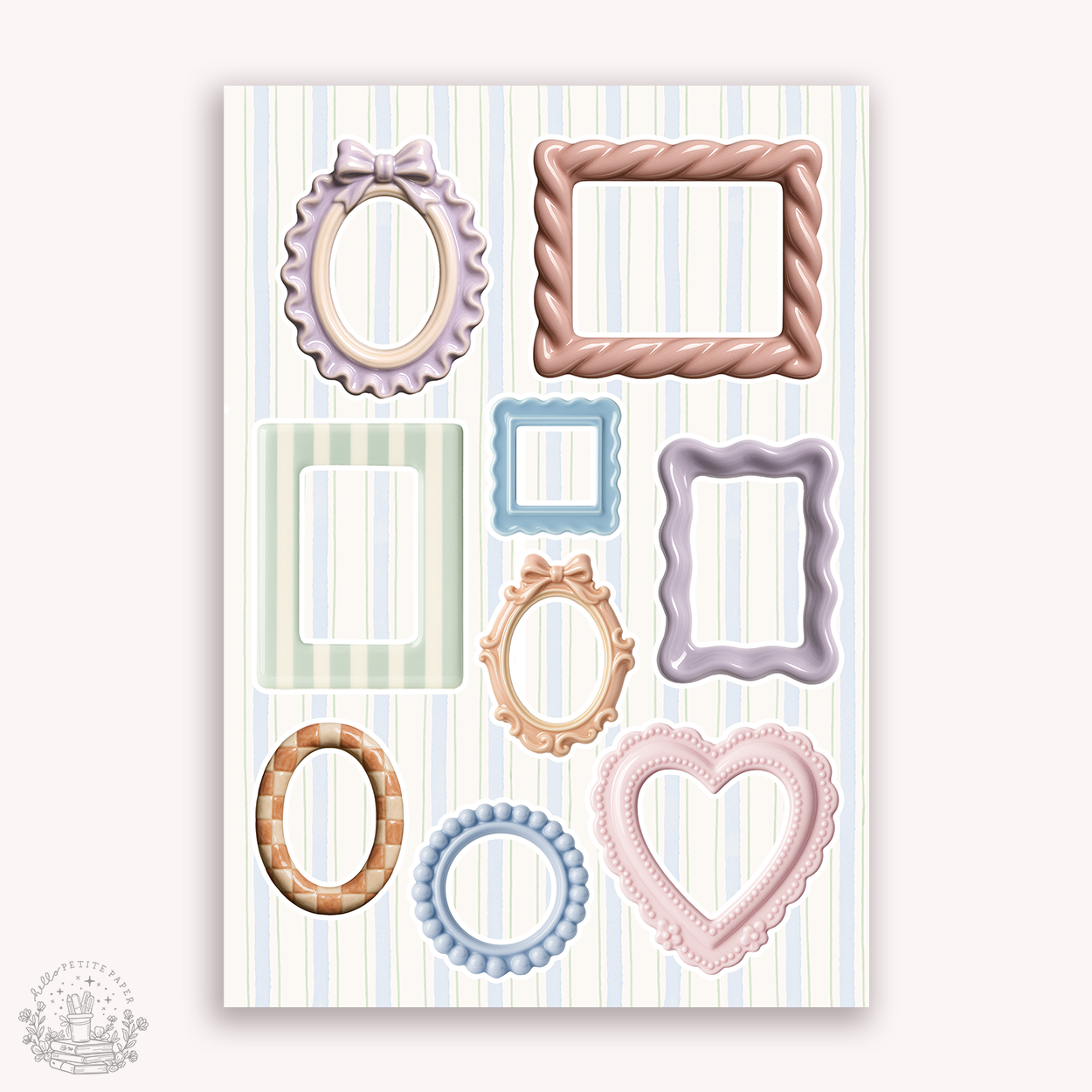 Junk Journaling deco stickers - Pastel frames (A025)