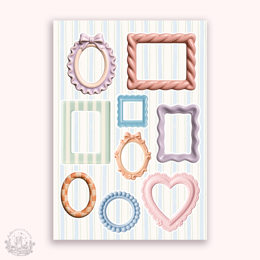 Junk Journaling deco stickers - Pastel frames (A025)