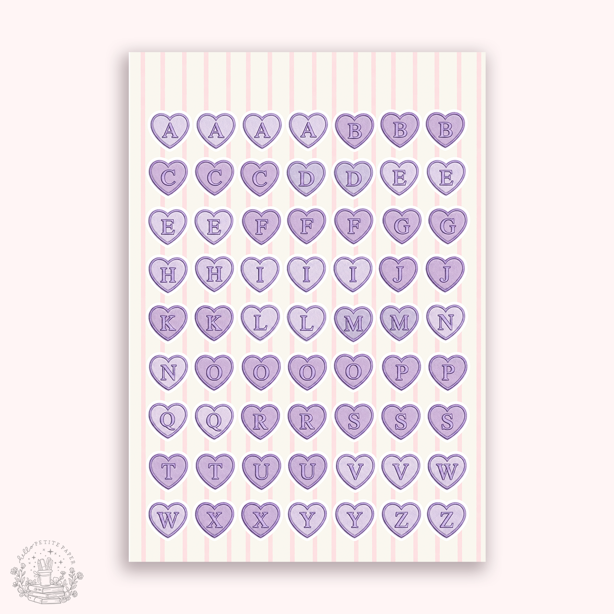 Junk Journaling deco stickers - Heart Alphabet (various colors)