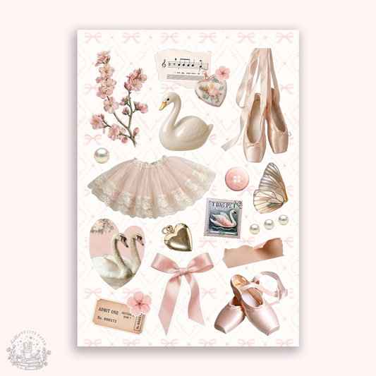 Junk Journaling deco stickers - Swan lake (A026)