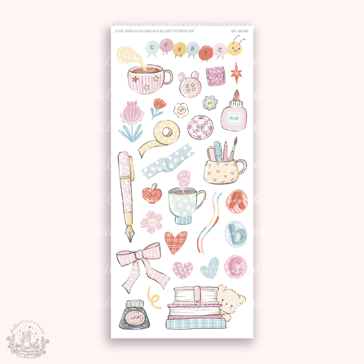 Large doodle deco stickers -  My tiny treasures 1 (hand-drawn) A161