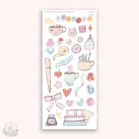 Large doodle deco stickers -  My tiny treasures 1 (hand-drawn) A161