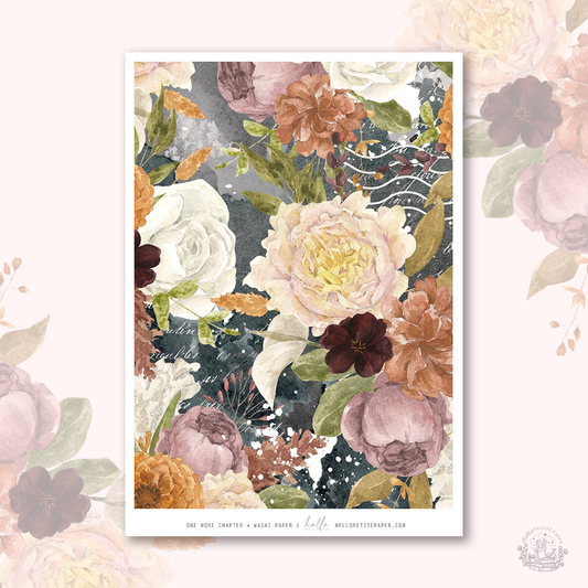 Washi paper - One more Chapter (floral) | tearable washi sticker sheet