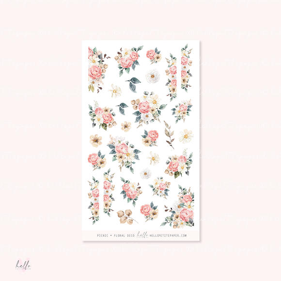 Pic-nic collab collection - floral deco, planner stickers