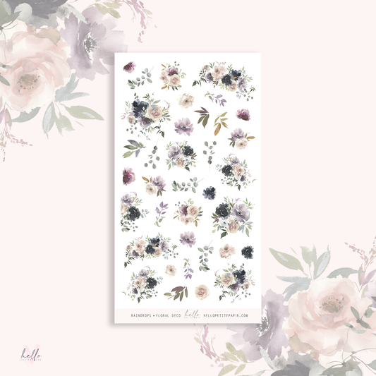 Raindrops - floral deco, planner stickers