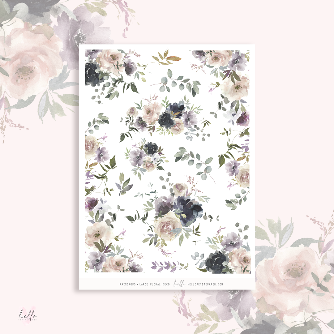 Raindrops  - Large Floral Deco Stickers