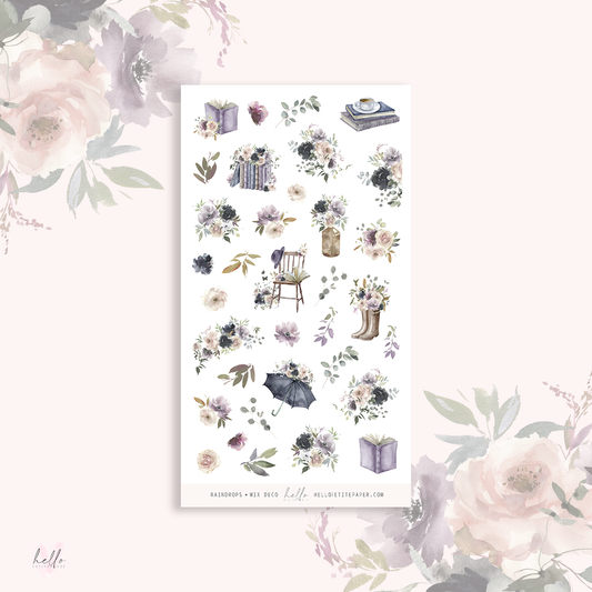 Raindrops - MIX deco, planner stickers