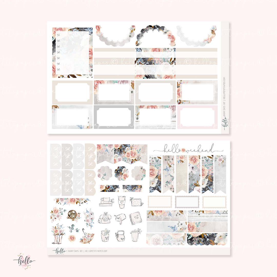 Printable stickers - Rainy days sticker kit