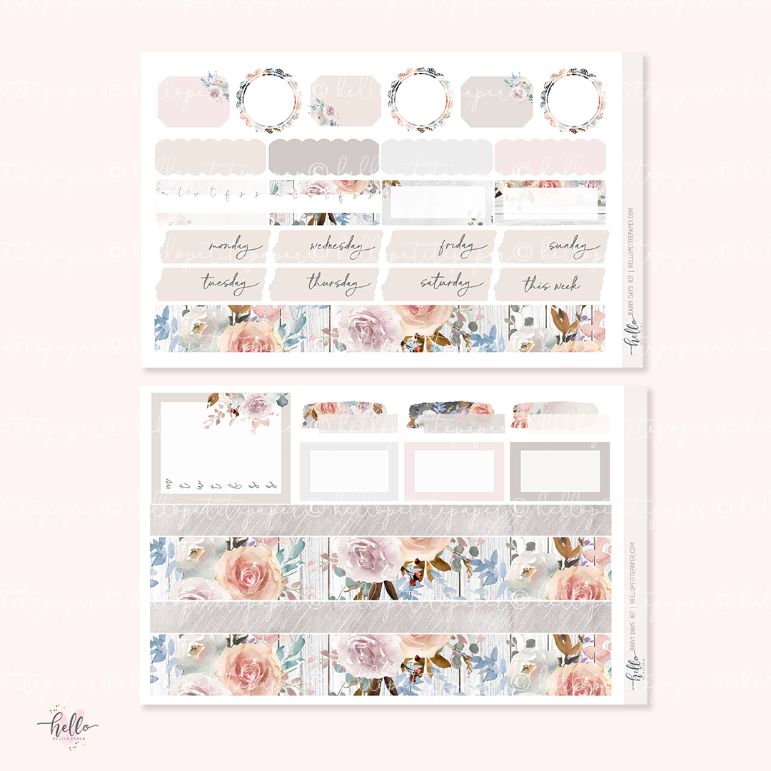 Printable stickers - Rainy days sticker kit