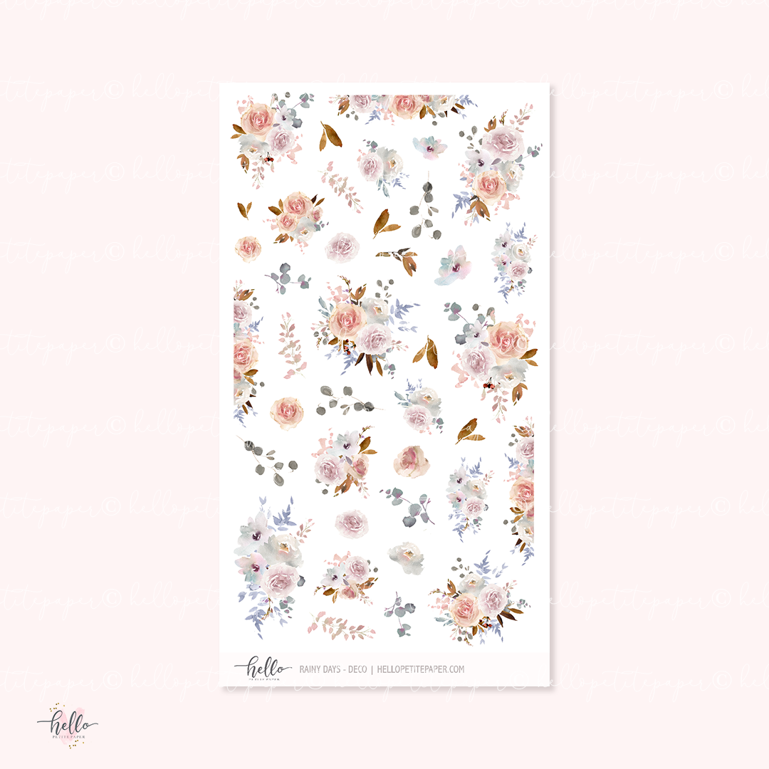 Printable stickers - Rainy days deco stickers