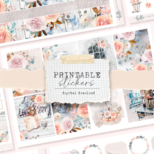 Printable stickers - Rainy days sticker kit