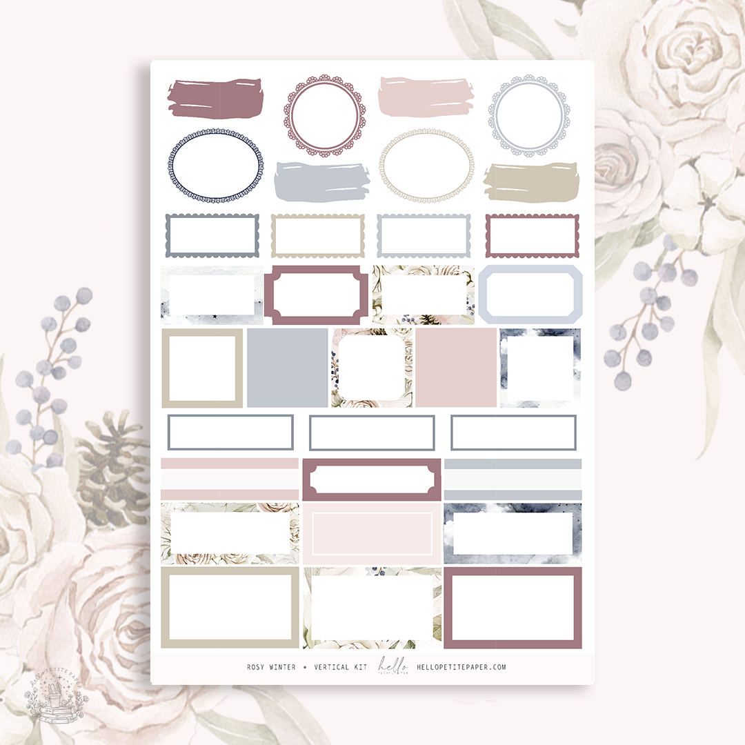 Rosy Winter - vertical planner sticker kit (4 sheets or a la carte)