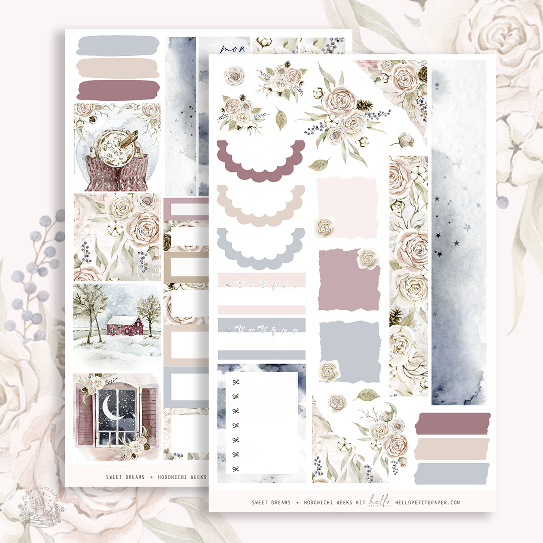 Rosy Winter  -  Hobonichi Cousin Sticker Kit