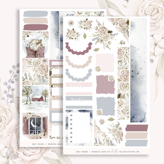 Rosy Winter  -  Hobonichi Cousin Sticker Kit