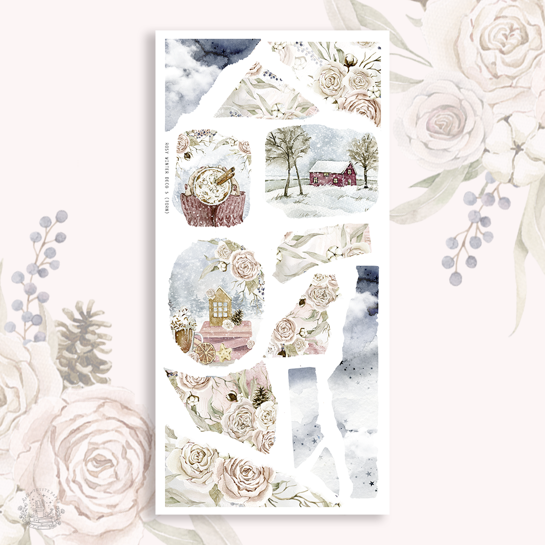 Rosy Winter  - Deco stickers 5 (torn papers)