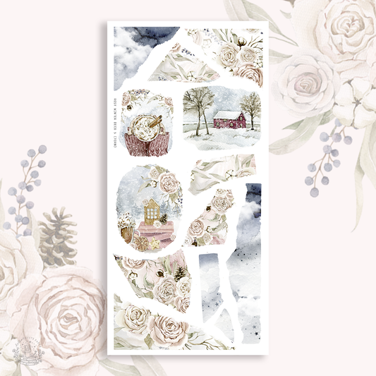 Rosy Winter  - Deco stickers 5 (torn papers)