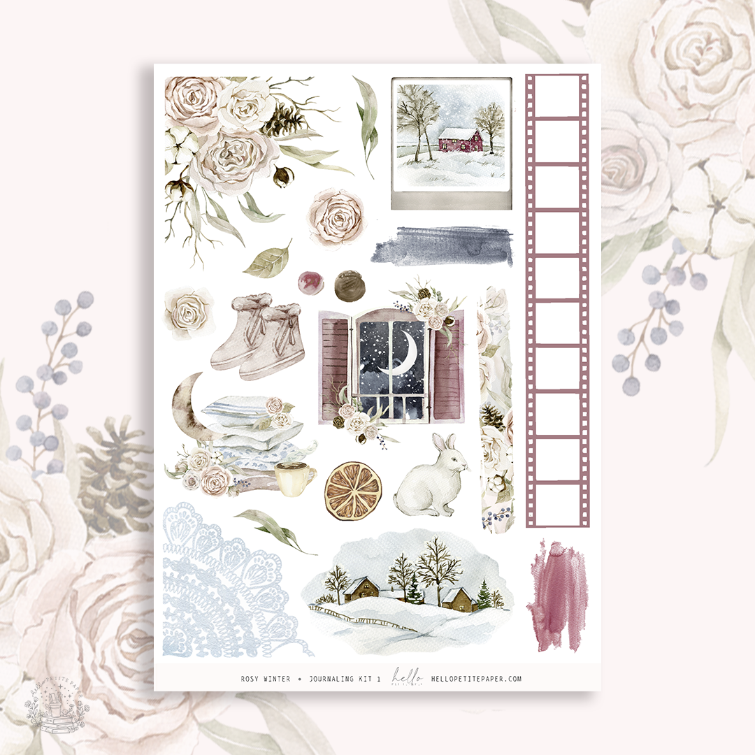Rosy Winter  - Journaling Sticker Kit